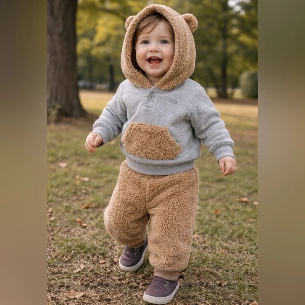 GAP Baby Teddy Bear Sherpa 2-Piece Outfit | 3–6 Months | Cozy Brown Set
